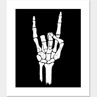 Skelteton Hand Rock Horns Devil Horns Metal Music Fan Posters and Art